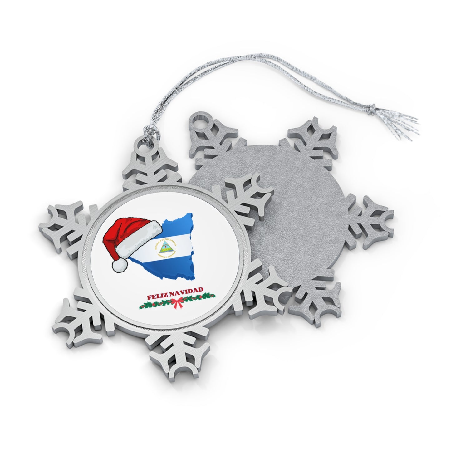 Adorno de copo de nieve de peltre personalizado - Diseño Feliz Navidad para alegría navideña